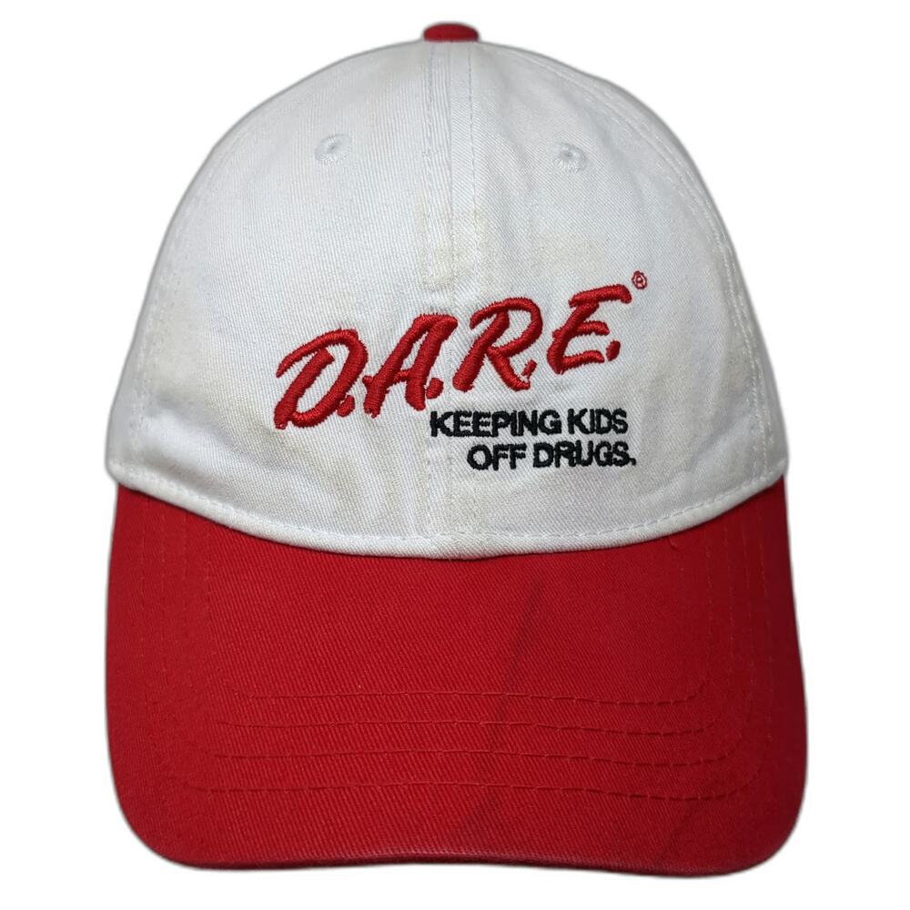 D.A.R.E. Baseball Cap White Red One Size Keeping Kids Off Drugs Embroidered Hat
